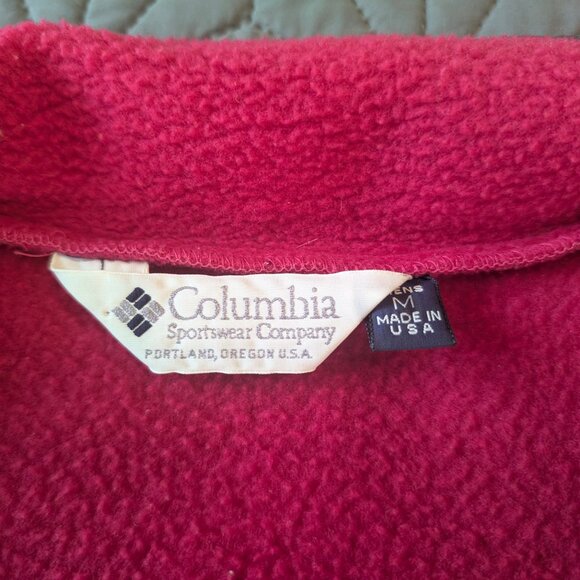 Vintage 90s Columbia Hot Pink Fleece Half Zip Pullover USA Made Size M - Picture 5 of 8